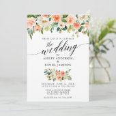 Invitation Calligraphie Mariage Coral Floral W (Debout devant)