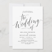 Invitation Calligraphie mariage, Décontracté noir simple (Devant)