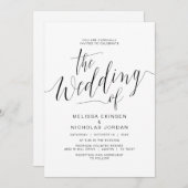 Invitation Calligraphie mariage, Décontracté noir simple (Devant / Derrière)
