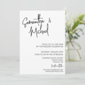 Invitation Calligraphie Mariage Minimaliste Simple  (Debout devant)
