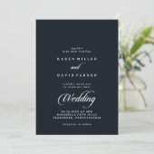 Invitation Calligraphie Mariage Noir Blanc Recto et Verso (Debout devant)