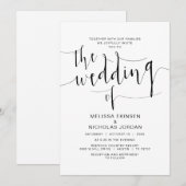 Invitation Calligraphie mariage, Noir Simple, Avec Familles (Devant / Derrière)