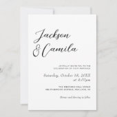 Invitation Calligraphie Mariage photo noir et blanc (Devant)
