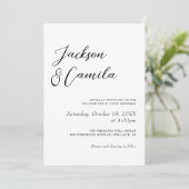 Invitation Calligraphie Mariage photo noir et blanc (Debout devant)