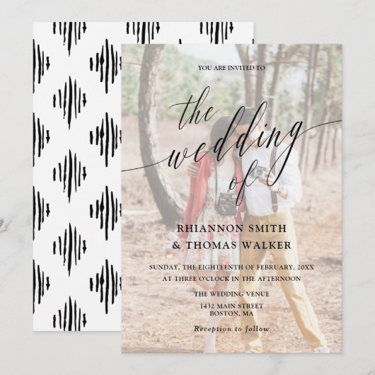 Invitation Calligraphie Mariage photo personnalisé (Devant / Derrière)