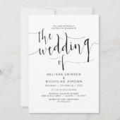 Invitation Calligraphie Mariage, script noir simple, (Devant)