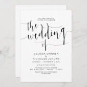 Invitation Calligraphie Mariage, script noir simple, (Devant / Derrière)