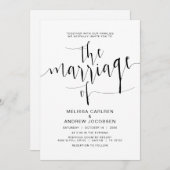 Invitation Calligraphie Mariage, Simple Script Noir, Mariage (Devant / Derrière)
