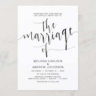 Invitation Calligraphie Mariage, Simple Script Noir, Mariage