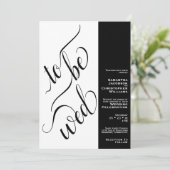 Invitation Calligraphie Minimale À Être Mer Noir Blanc Mariag (Debout devant)