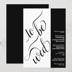 Invitation Calligraphie Minimale À Être Mer Noir Blanc Mariag