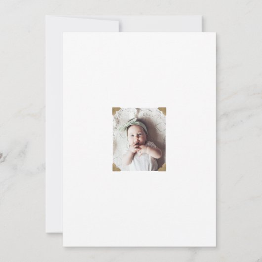 Invitation Calligraphie minimale d'or moderne Bébé Photo Bapt (Dos)