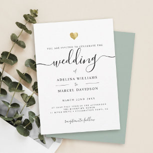 Invitation Calligraphie minimale moderne Mariage de verdure o