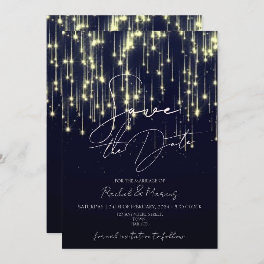 Invitation Calligraphie Minimale Moderne Mariage Enregistrer (Devant / Derrière)