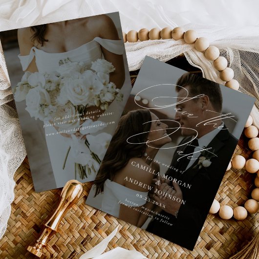 Invitation Calligraphie Minimale Moderne Photo Enregistrer La