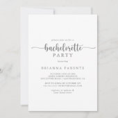 Invitation Calligraphie minimaliste Bachelorette Argent (Devant)