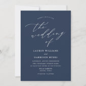 Invitation Calligraphie Minimaliste Bleu Nuit | Mariage (Devant)
