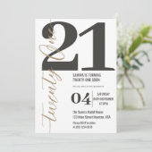 Invitation Calligraphie minimaliste classique 21e anniversair (Debout devant)