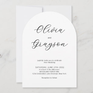 Invitation Calligraphie minimaliste Code QR Mariage d'arc RSV