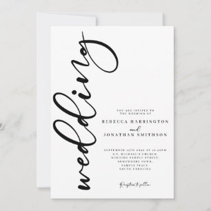 Invitation Calligraphie minimaliste élégante Mariage noir bla