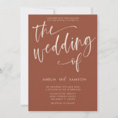 Invitation Calligraphie minimaliste en terre cuite Mariage de (Devant)