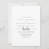 Invitation Calligraphie minimaliste espagnol Mariage d'argent (Devant)