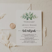Invitation Calligraphie minimaliste Eucalyptus Bat mitzvah