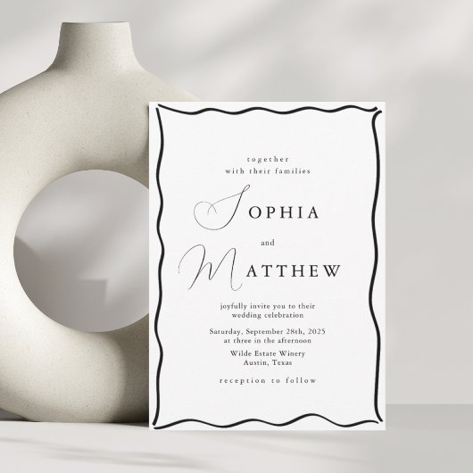 Invitation Calligraphie minimaliste main tiré Mariage de cadr