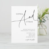Invitation Calligraphie minimaliste Mariage blanc Décontracté (Debout devant)