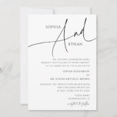 Invitation Calligraphie minimaliste Mariage blanc officiel (Devant)