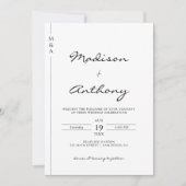 Invitation Calligraphie minimaliste Mariage photo QR Code (Devant)