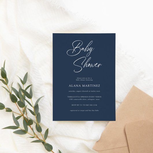 Invitation Calligraphie minimaliste moderne | BABY SHOWER