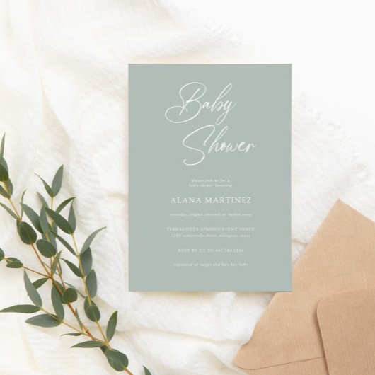 Invitation Calligraphie minimaliste moderne | BABY SHOWER