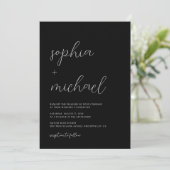 Invitation Calligraphie minimaliste moderne Mariage noir (Debout devant)
