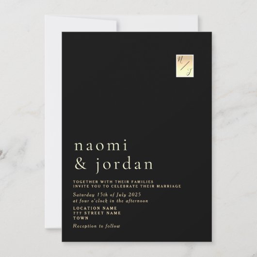 Invitation Calligraphie minimaliste moderne Mariage noir Invi (Devant)