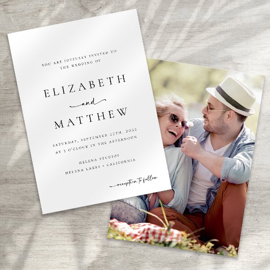 Invitation Calligraphie minimaliste moderne Mariage photo