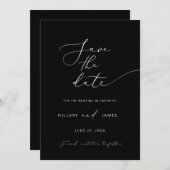 Invitation Calligraphie minimaliste moderne noire Enregistrer (Devant / Derrière)