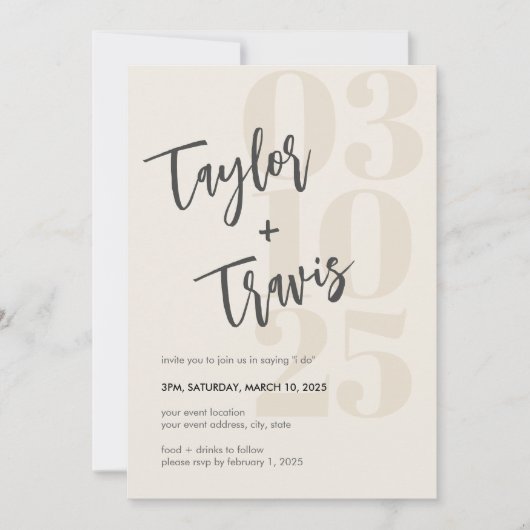 Invitation Calligraphie minimaliste moderne noms photo (Devant)