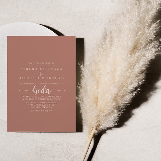 Invitation Calligraphie minimaliste Terracotta Boda Mariage