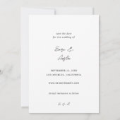 Invitation Calligraphie MOD Photo Vertical Enregistrer la dat (Dos)