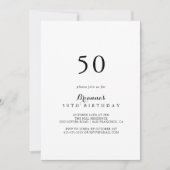 Invitation Calligraphie moderne 50e fête d'anniversaire (Devant)