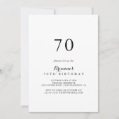 Invitation Calligraphie moderne 70e anniversaire fête (Devant)