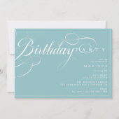 Invitation Calligraphie moderne | Aqua Blue Turquoise Anniver (Devant)