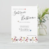 Invitation Calligraphie moderne Aquarelle Fleur sauvage Maria (Debout devant)
