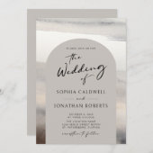 Invitation Calligraphie moderne Arc tendance Tons de la Terre (Devant / Derrière)