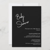 Invitation Calligraphie moderne baby shower noir et blanc (Devant)