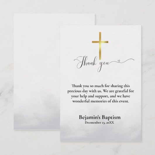Invitation Calligraphie moderne baptême merci (Devant / Derrière)