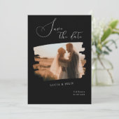 Invitation Calligraphie moderne Black Photo Enregistrer la da (Debout devant)
