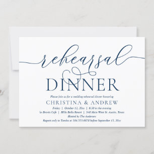 Invitation Calligraphie moderne, Bleu de marine, Dîner de rép