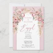 Invitation Calligraphie moderne brush peonys boho arch sage (Devant)